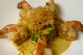 Prawns roasted with a coconut curry sauce